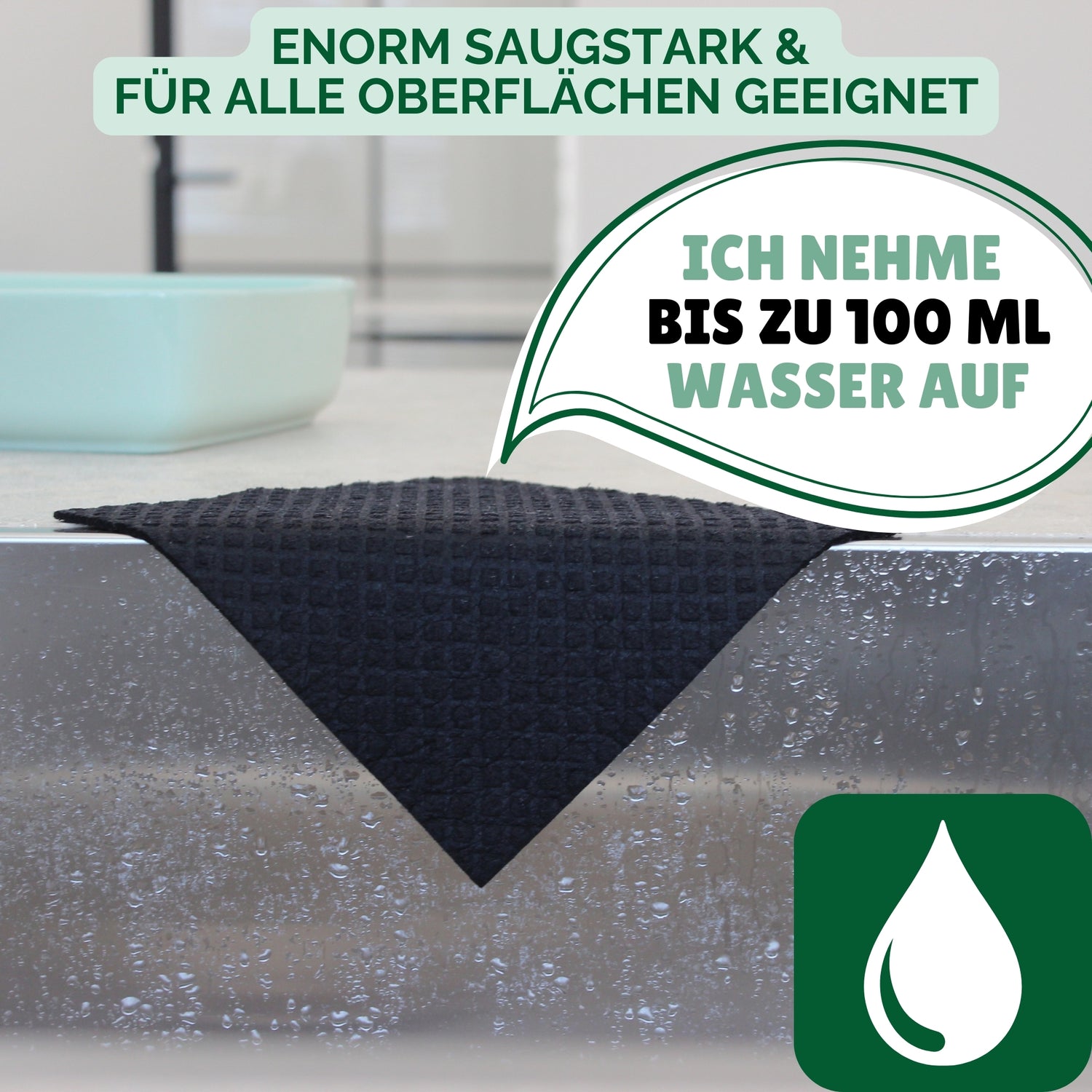 Das Reinigungstuch aus Zellulose überzeugt durch eine überdurchschnittlich hohe Saugkraft und sorgt aufgrund seines Materials für eine sehr gute Schmutzaufnahme.