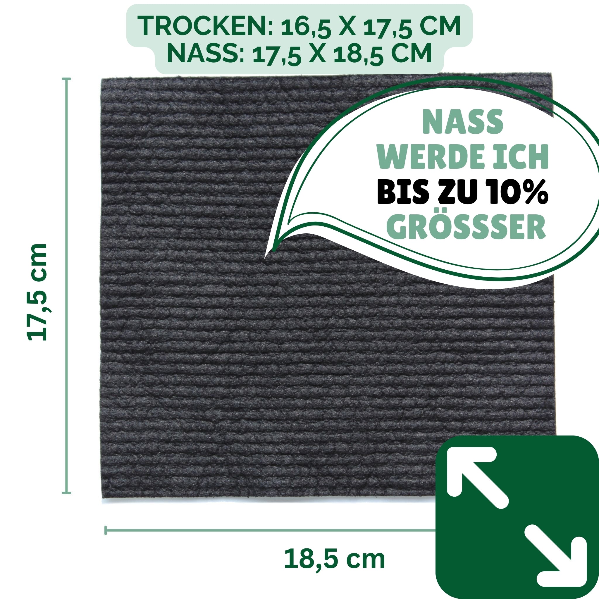 Der Wischlappen mit einem Format von ca. 18,5cm x 17,5cm kann schnell und einfach in der Waschmaschine gewaschen und wiederverwendet werden. Das Tuch begeistert dabei mit extremer Langlebigkeit.