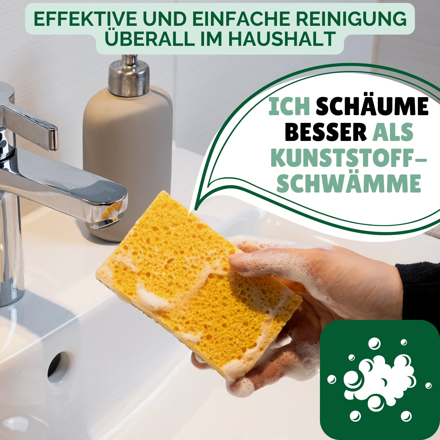 Küchen Starter-Set: Nachhaltige Spülschwämme, Öko-Schwammtücher & Spülbürste mit Ersatzkopf
