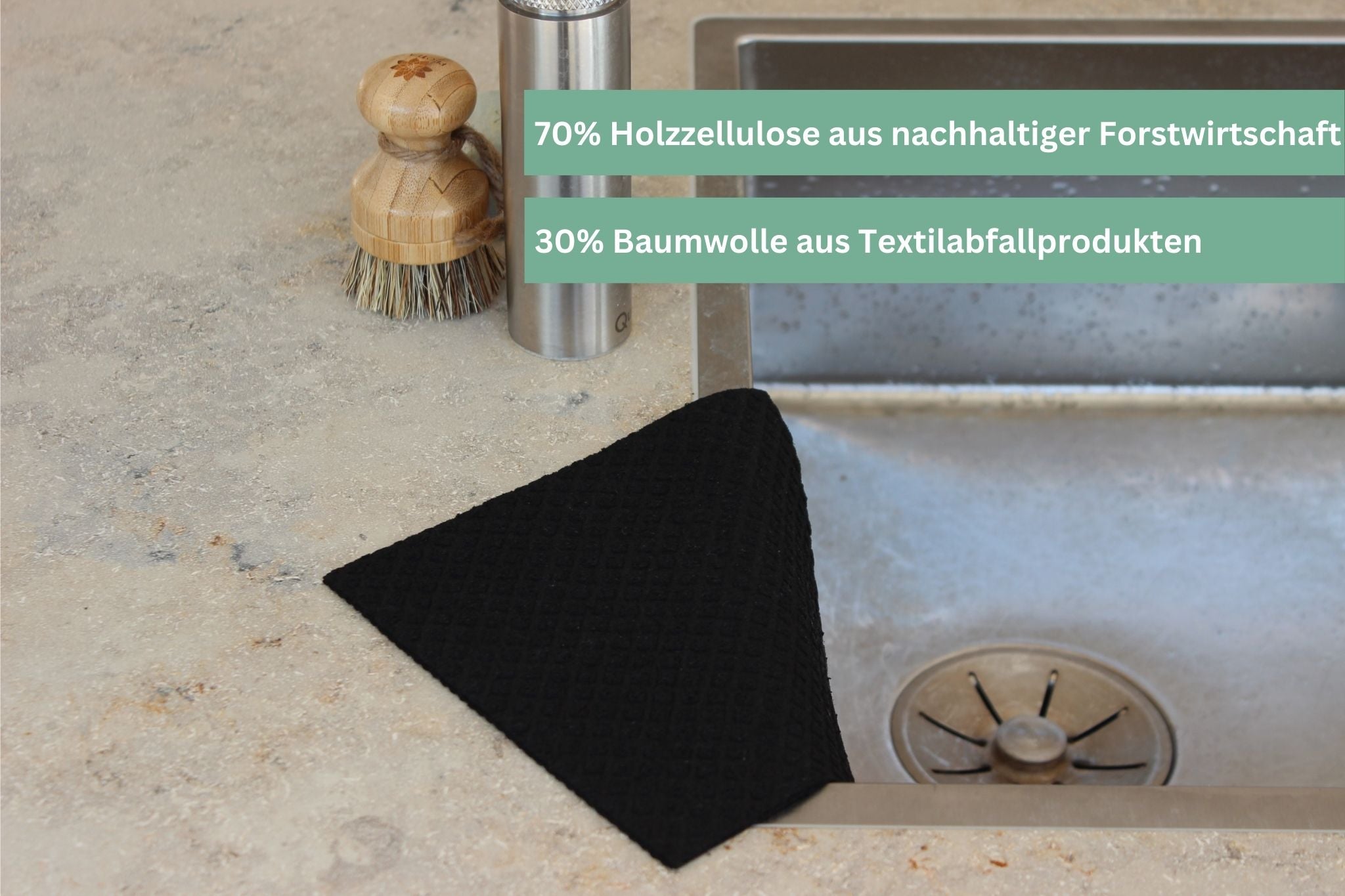 Küchen Starter-Set: Nachhaltige Spülschwämme, Öko-Schwammtücher & Topfbürste mit Ersatzkopf