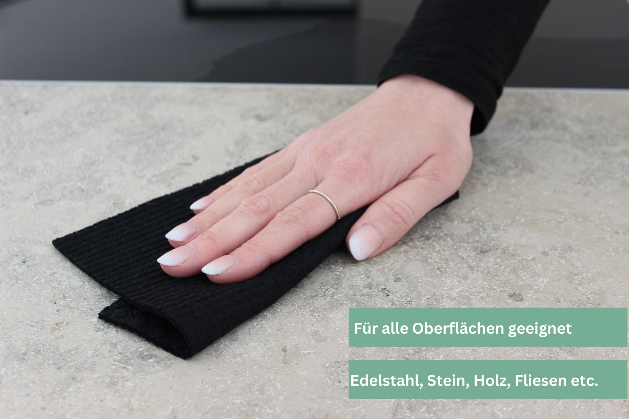 Set Öko-Schwammtücher, 4er Set, schwarz & anthrazit, kompostierbar