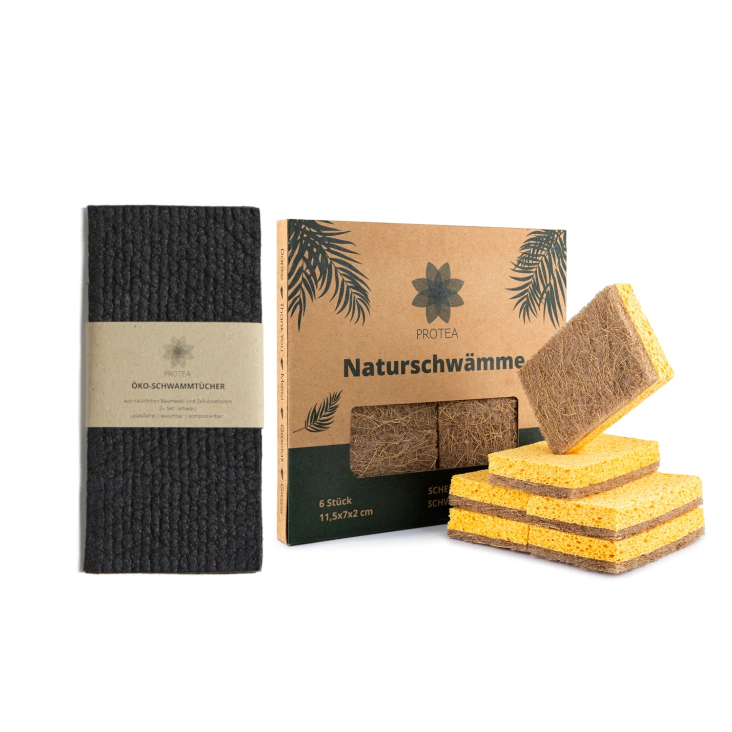 Küchen Starter-Set: Nachhaltige Spülschwämme & Schwammtücher | -20% Produkt des Monats mit festem Spülmittel