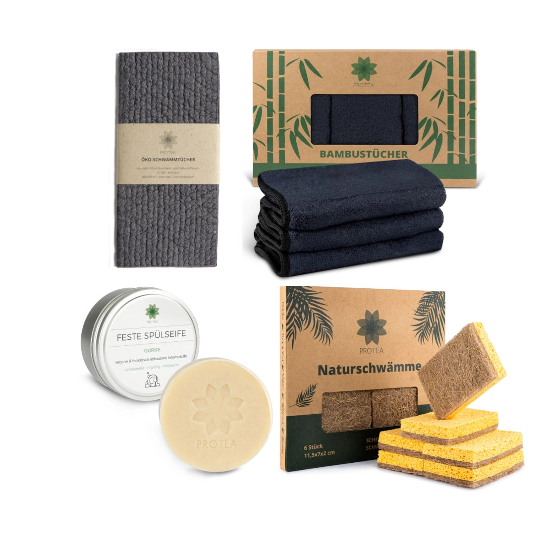 Küchen Starter-Set: Nachhaltige Bambustücher, Öko-Spülschwämme & Schwammtücher