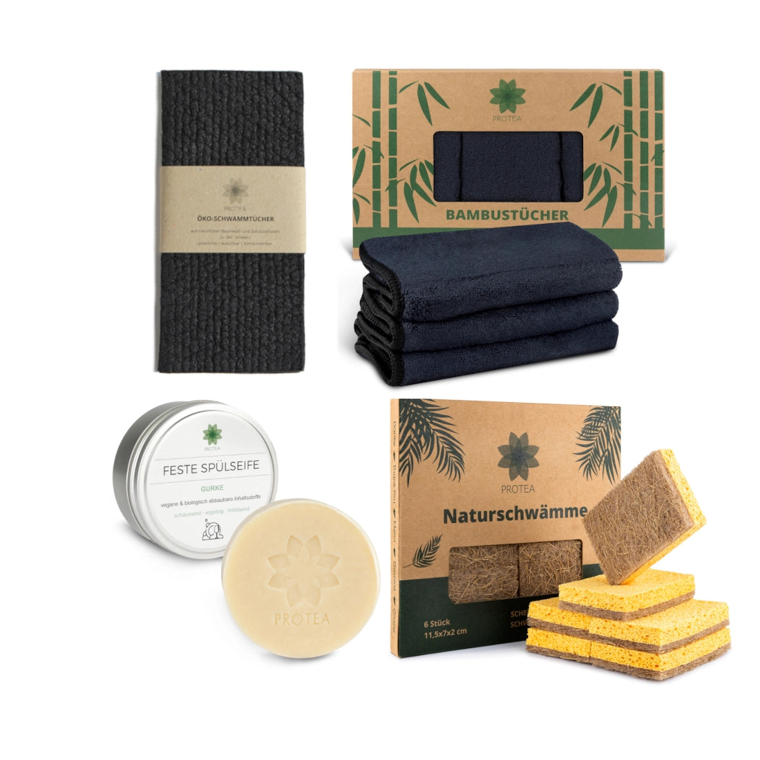 Küchen Starter-Set: Nachhaltige Bambustücher, Öko-Spülschwämme & Schwammtücher