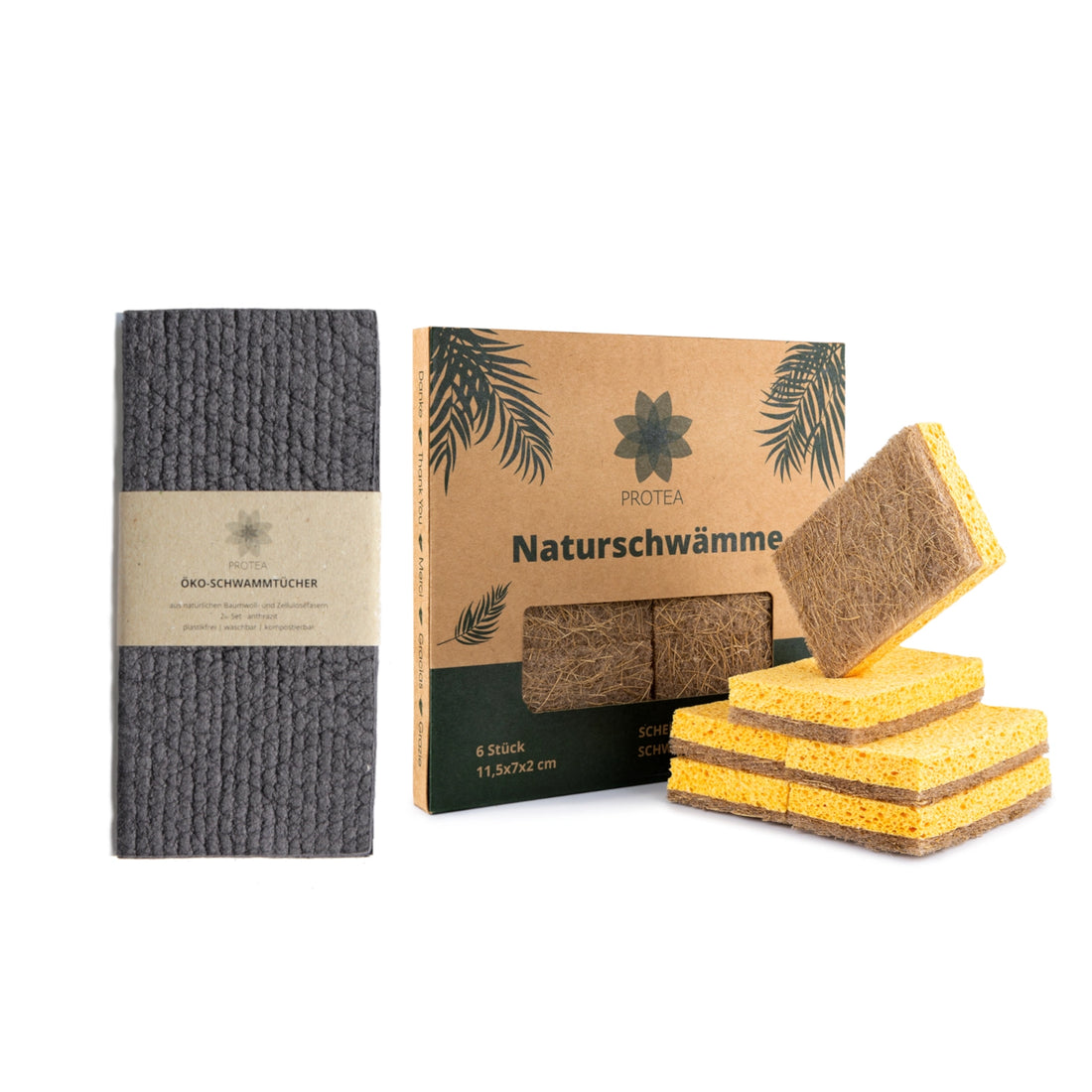 Küchen Starter-Set: Nachhaltige Spülschwämme & Schwammtücher | -20% Produkt des Monats mit festem Spülmittel