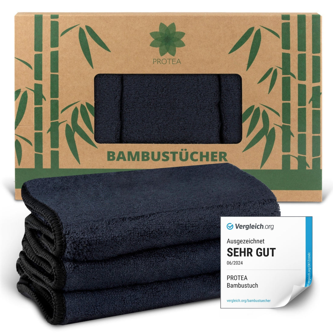 Bambus Mikrofasertücher anthrazit, 3er Set