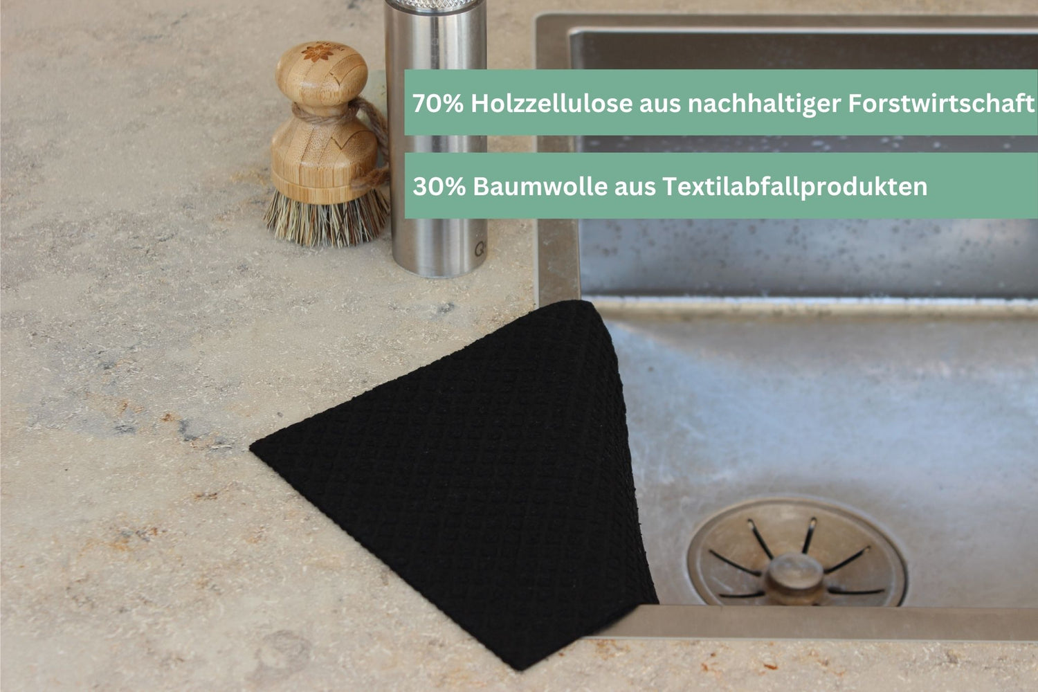 Küchen Starter-Set: Nachhaltige Spülschwämme, Öko-Schwammtücher &amp; Topfbürste mit Ersatzkopf