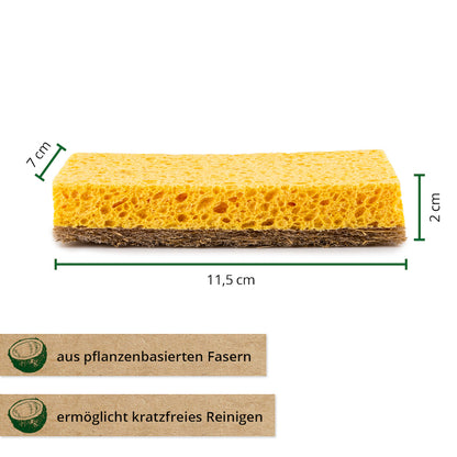 PROTEA natural sponge coconut scrubber (set of 6) - ecological dishwashing sponge, cleaning sponge - scratch-free, washable